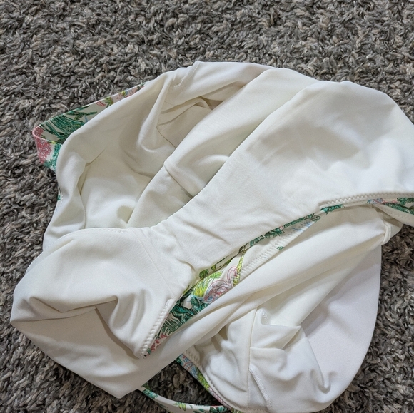 Vineyard Vines Green Pink Tropical Flamingo Square Neck One Piece Swimsuit S - Picture 8 of 9